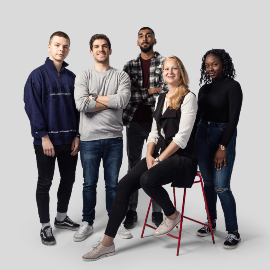 A group of students smiling