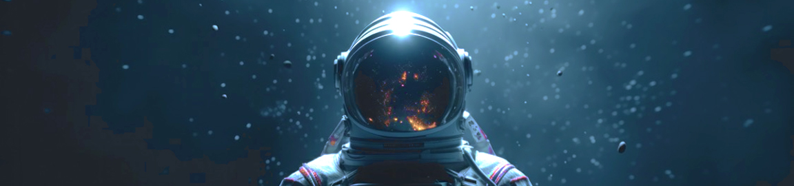 Astronaut in space suit head and shoulders