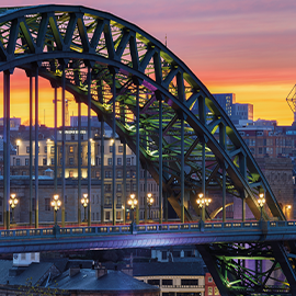 tyne bridge during a sun set