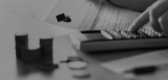 Image of coins, a calculator and university letter