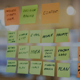 Post Its on a glass wall