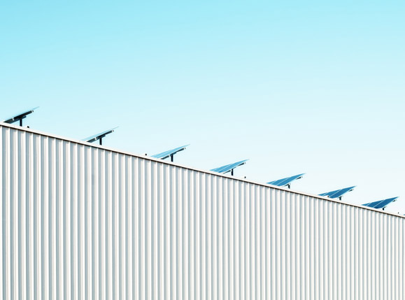 factory roof with solar panels