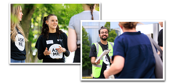 two images of an open day at northumbria in postcard style