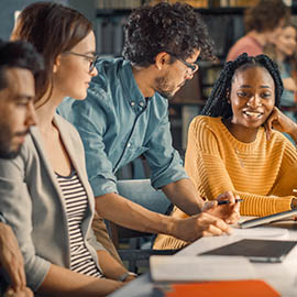 group of students working