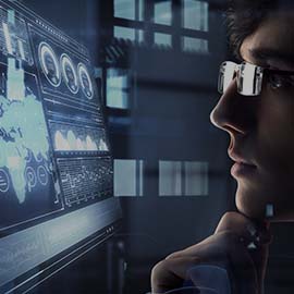 man looking at a screen