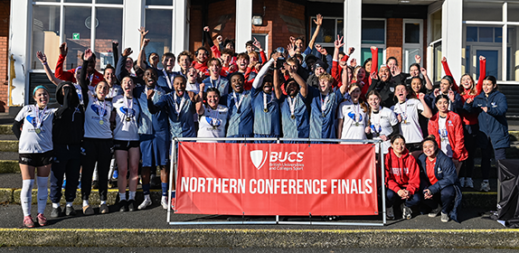 Group shot of the i2i Soccer Teams at the BUCS Northern Conference Finals.