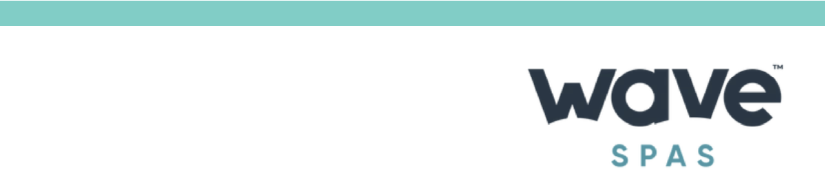 Blue line across the top, Wave Spas text below