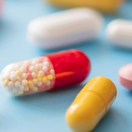 Pills tipped out of a bottle