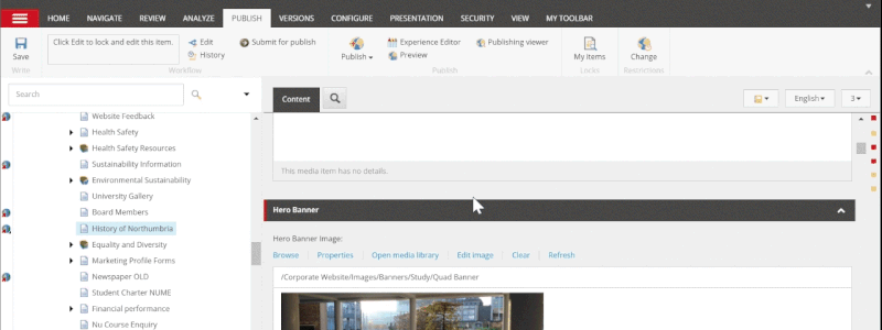 gif of adding hero banner 