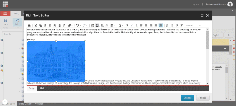 gif of inserting sitecore media