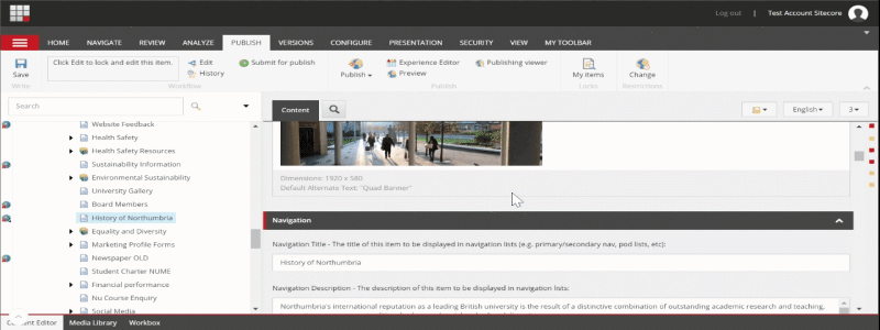gif of editing navigation title field