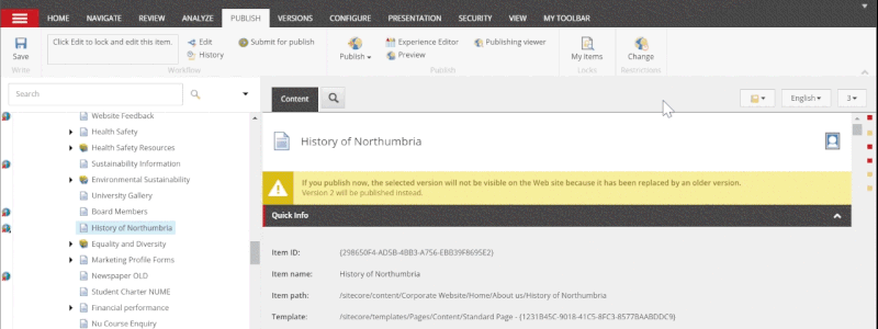 gif of how to unpublish page