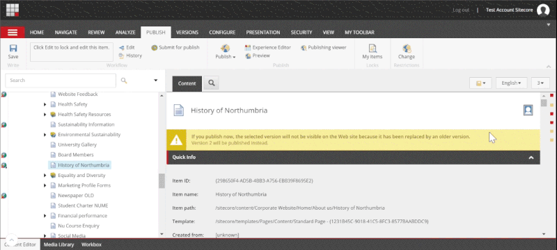 gif of how to view versions of a page