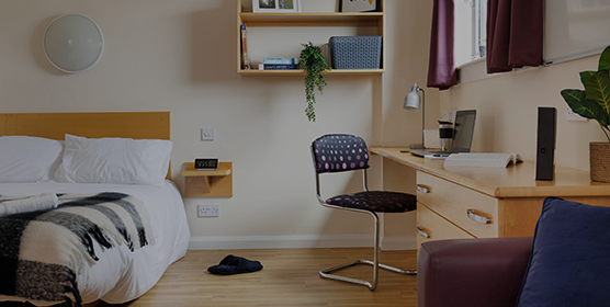 Wide shot of a studio room within Trinity Squae, Gateshead accommodation