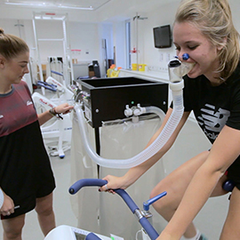 a woman standing in a room