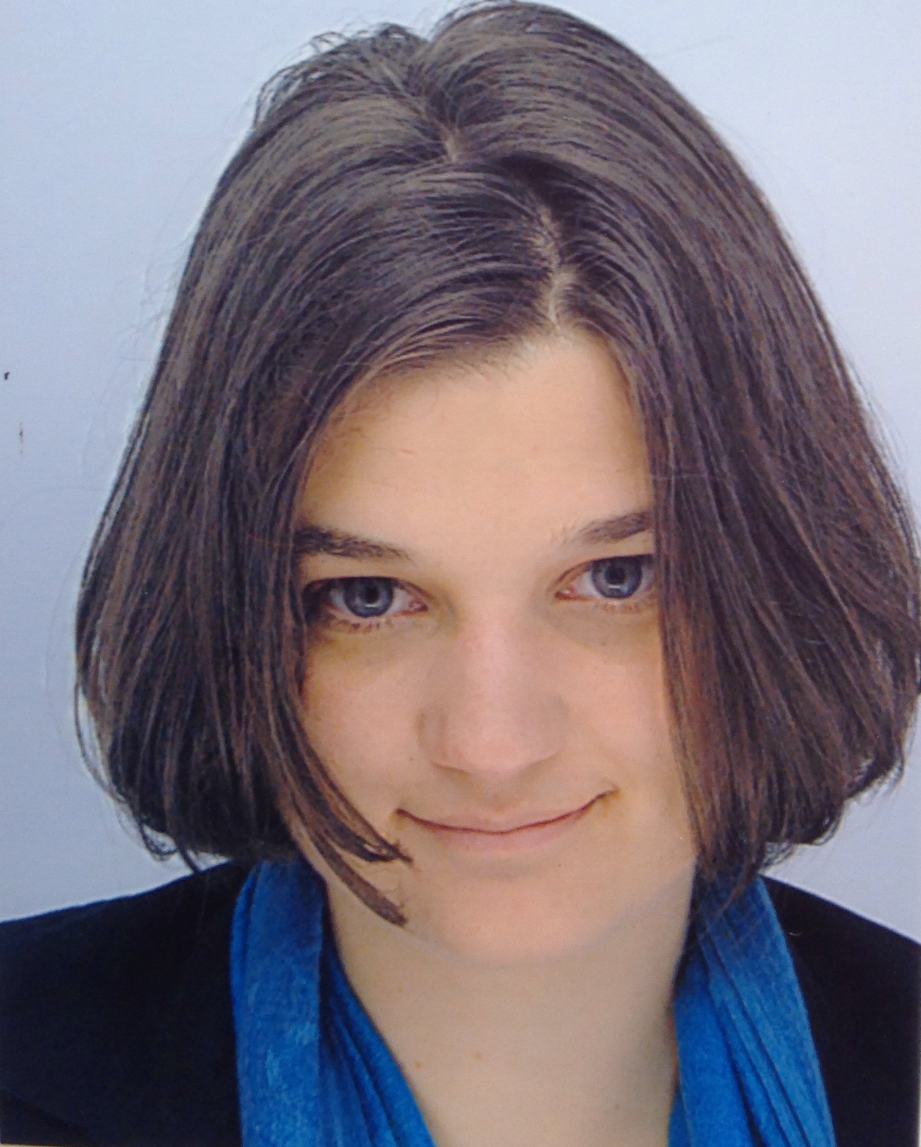 a woman wearing a blue shirt