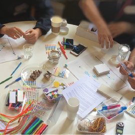Paper and craft materials on a table