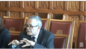 Caption: Professor Tim Wilson gave oral evidence in 2017 to the Home Affairs Sub-Committee of the Lords European Union Select Committee, as part of the session ‘Implications of Brexit for the justice system’. Parliamentary copyright images are reproduced with the permission of Parliament