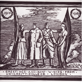 Wartime University black and white postcard from University College London