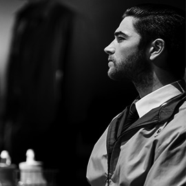 a man looking at the camera