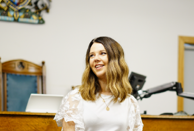 woman in a courtroom