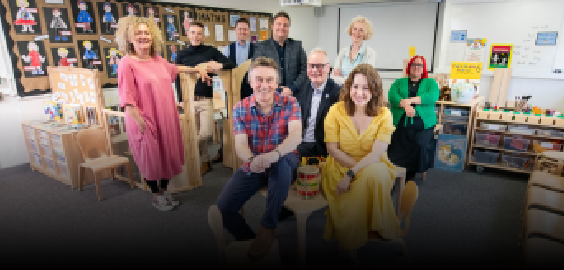 Group of people smiling to camera