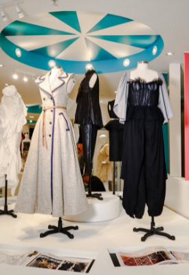 Caption: Clothing created by students and inspired by the past is on display. Image by Maddie Gunson Caption: Clothing created by students and inspired by the past is on display. Image by Maddie Gunson