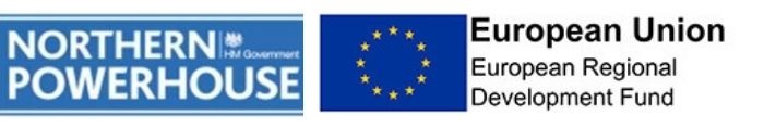 Logos for the European Regional Development Fund and the Northern Powerhouse - Startup Awards North East 2021 embed