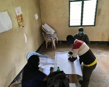 Caption: Participatory mapping workshop in Tanzania during 2021 as part of Northumbria's research with VSO. Photo by Egidius Kamanyi. Caption: Participatory mapping workshop in Tanzania during 2021 as part of Northumbria's research with VSO. Photo by Egidius Kamanyi.