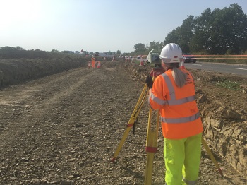 Caption:Civil engineering student Cerys White, pictured on placement.