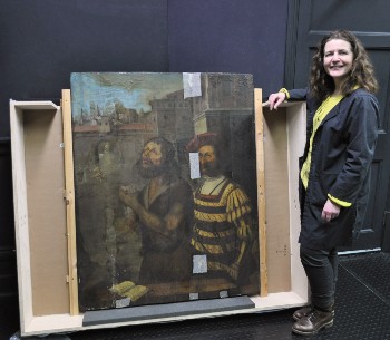 Caption:Nicky Grimaldi pictured with the painting