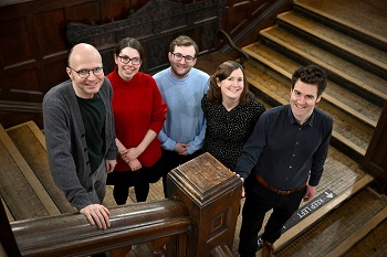 Caption:Some members of History’s editorial team (from left to right): Daniel Laqua (editor-in-chief), Katarzyna Kosior (reviews editor), Lewis Kimberley (editorial assistant), Charotte Alston (deputy editor) and Henry Miller (online editor).