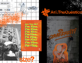 A mood board from Sophie Clayton's live project called Ask the Question, which was brought to life by size?