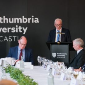 Professor Andrew Wathey CBE speaking at the Rutherford Roundtable