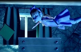 a close up of a blue wall