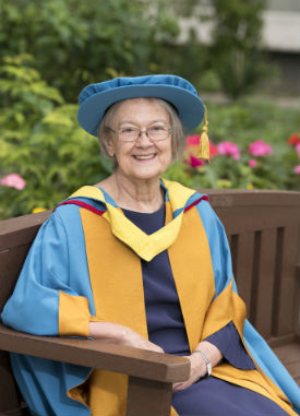 Brenda Hale, Baroness Hale of Richmond wearing a blue hat