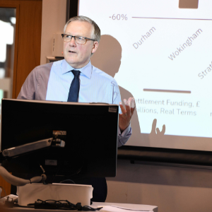 Right Honourable Kevan Jones MP presenting at Northumbria university's Newcastle Business School