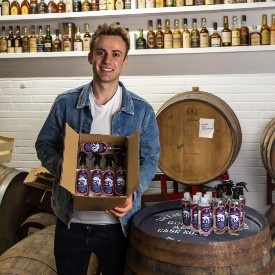a person standing in front of a store