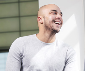 a man looking at the camera