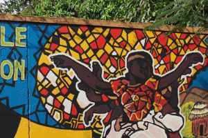 a graffiti covered wall