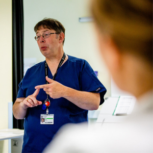 Teaching staff carrying out nursing training at Northumbria University