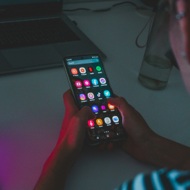 Generic phone with social media apps.