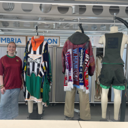 Liv Ashton is pictured with her collection, Giz A Fiver, in the Fashion studios at Northumbria University.