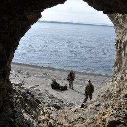 Members of the research team obtaining samples used in the study from the Taba-Ba’astakh cliffs