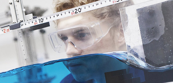 a glass with a blue background