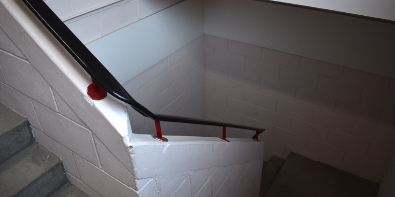 White brick painted staircase