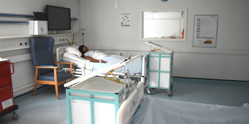Mock Intensive Care Unit.