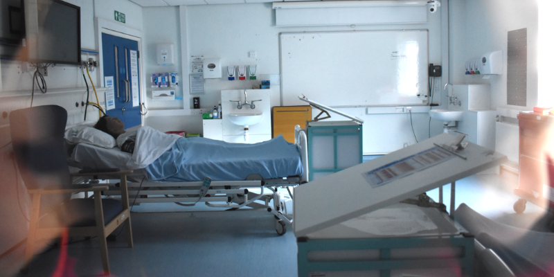 Mock intensive care unit.