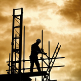 a crane in the background