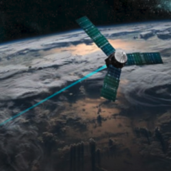 satellite in space pointing at earth